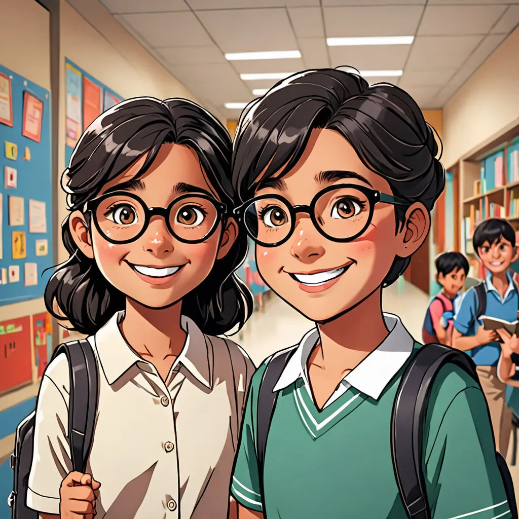 a couple of people standing next to each other in a room with a wall of books on it and a couple of people standing behind them, Artgerm, vancouver school, a comic book panel, official art