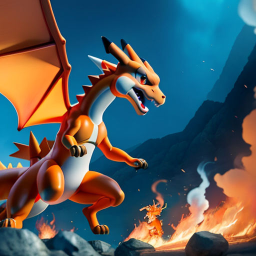 Download Red Charizard - an intimidating Pokemon Fire Type Wallpaper