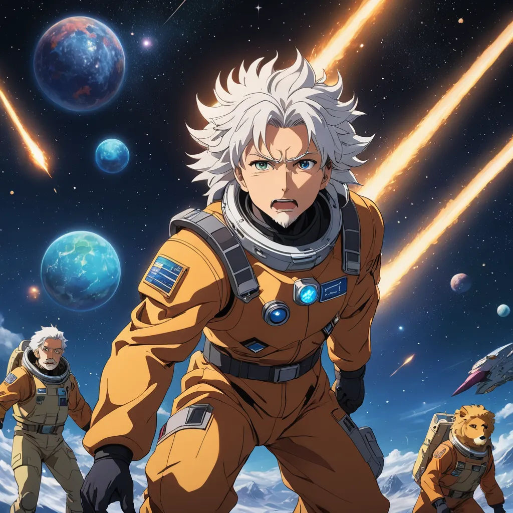 a group of people in space with rockets in the background and a planet in the background with stars and planets, space art, poster art, Adam Manyoki, official art