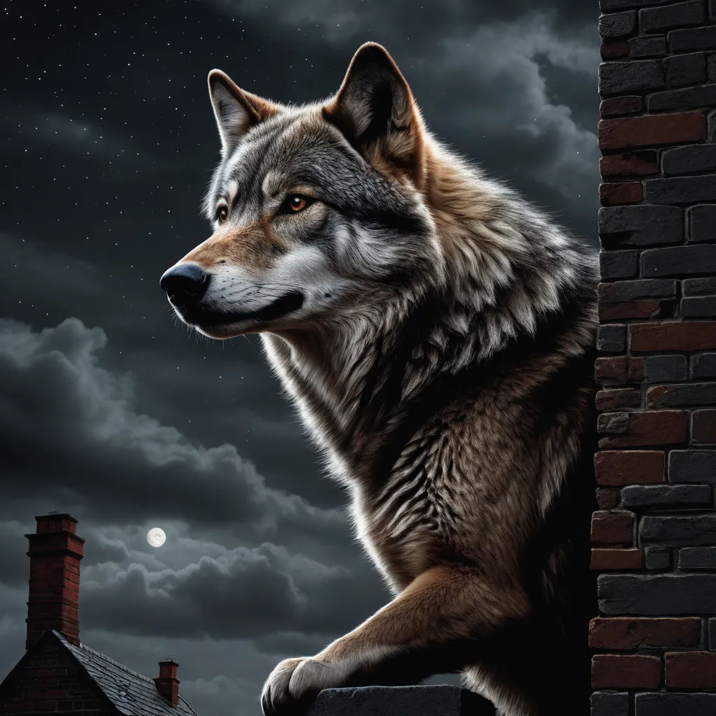 a wolf standing on a ledge looking out at the night sky with a full moon in the background and a dark sky with clouds, furry art, poster art, Dan Mumford, highly detailed digital painting