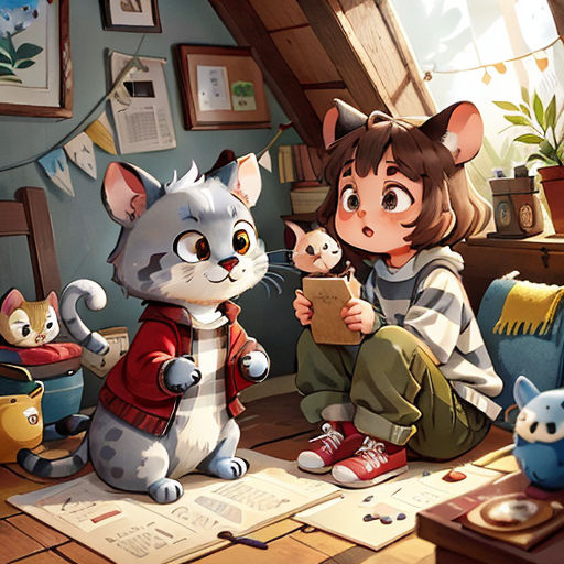 a girl sitting on the floor with a cat and kitten in front of her and a cat on the floor