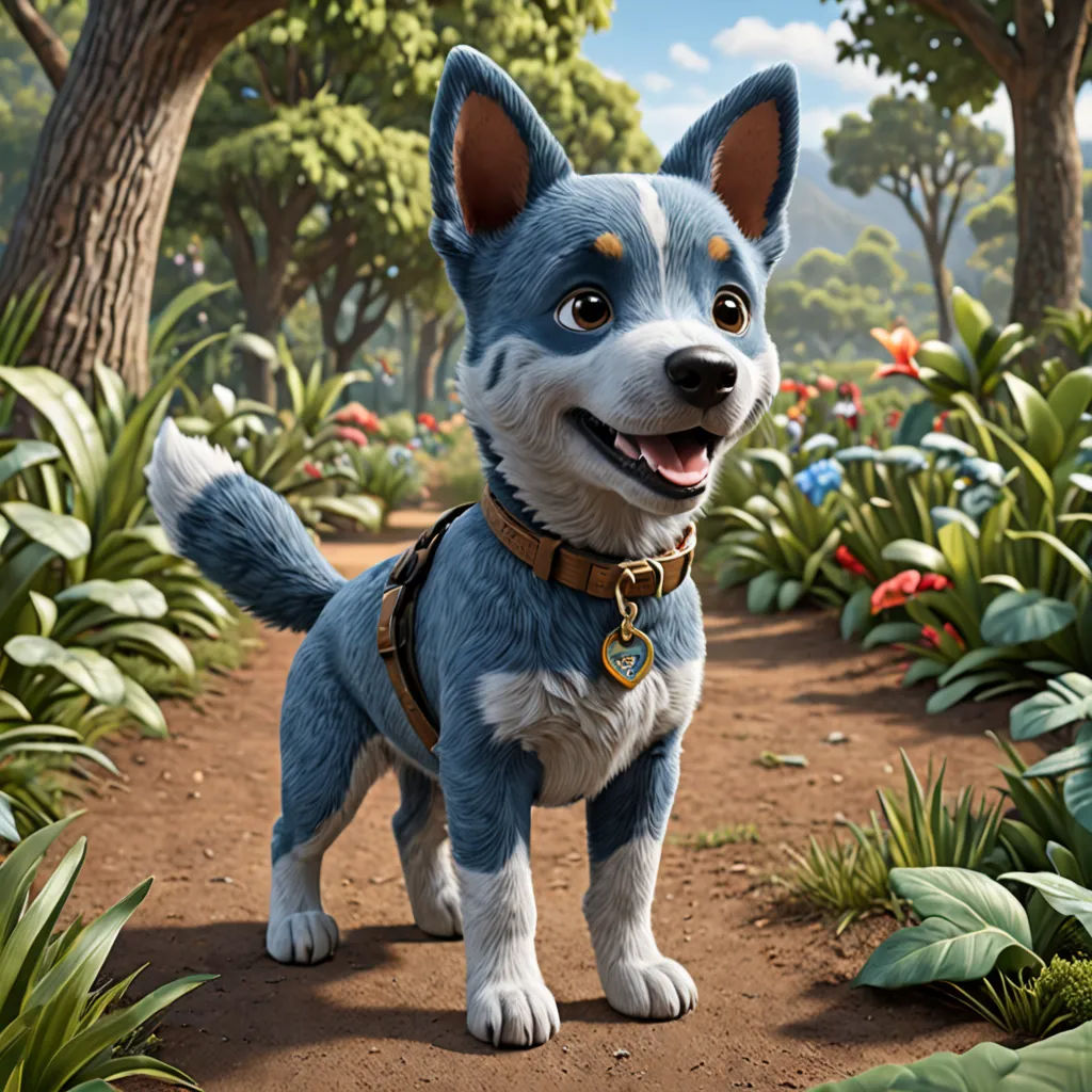 a dog that is standing in the dirt near trees and flowers and bushes and a dirt path with a dog on it, furry art, a character portrait, Chris LaBrooy, unreal engine 5 quality render