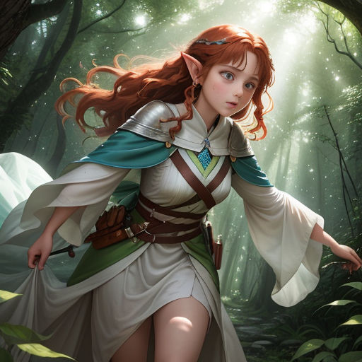 artwork featuring a druid in an elegant anime style