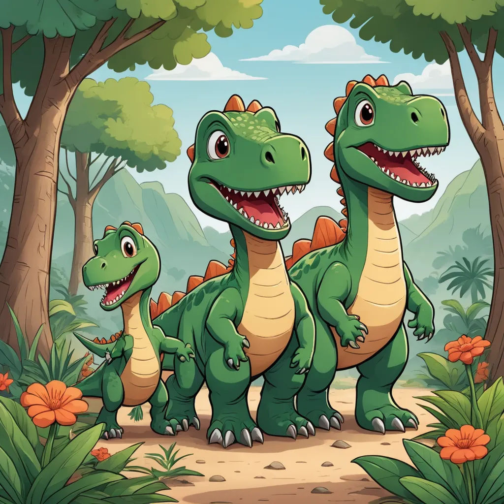 a group of dinosaurs in the forest illustration of a group of dinosaurs in the forest stock illustration of a group of dinosaurs in the forest, lyco art, a storybook illustration, Adam Rex, official art