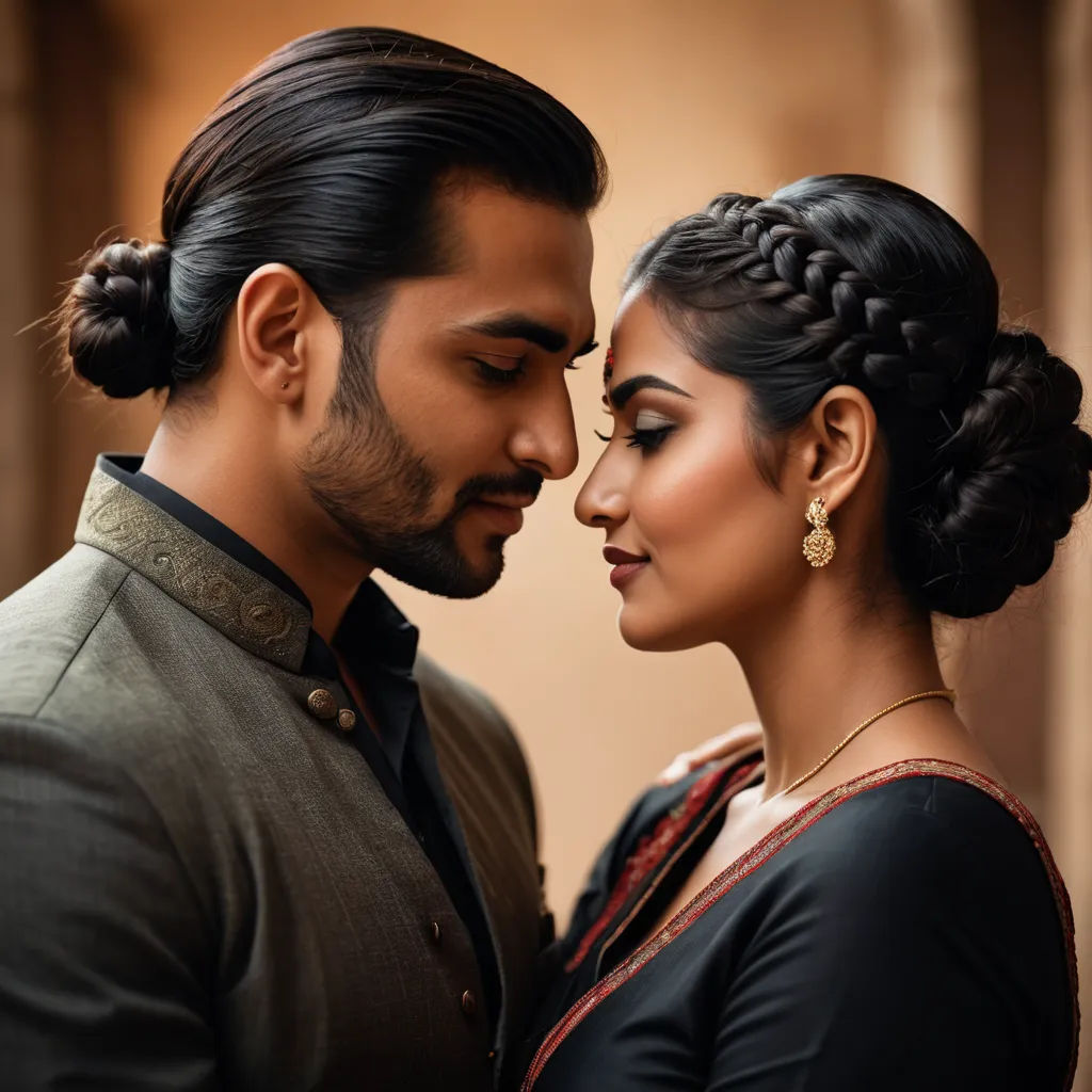 a man and a woman are standing close together and looking at each other with a serious look on their face, samikshavad, a poster, Bholekar Srihari, jayison devadas