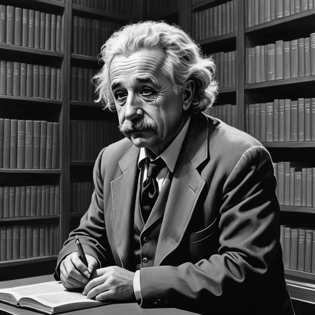 a man sitting at a desk in front of a book shelf filled with books and a book case full of books, photorealism, an ultrafine detailed painting, Alfred Eisenstaedt, highly detailed digital painting