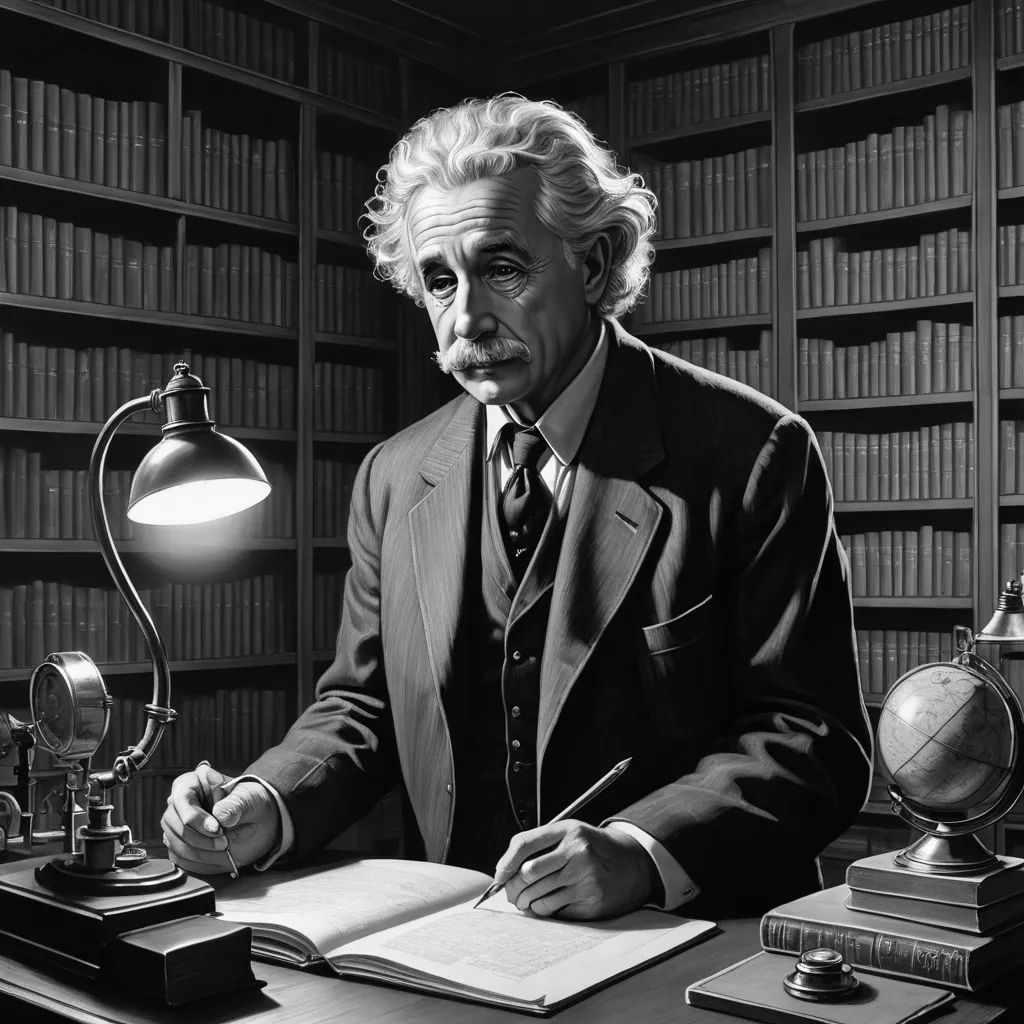 a man sitting at a desk with a book and lamp in front of him and a book on the desk, academic art, an ultrafine detailed painting, Alfred Eisenstaedt, highly detailed digital painting