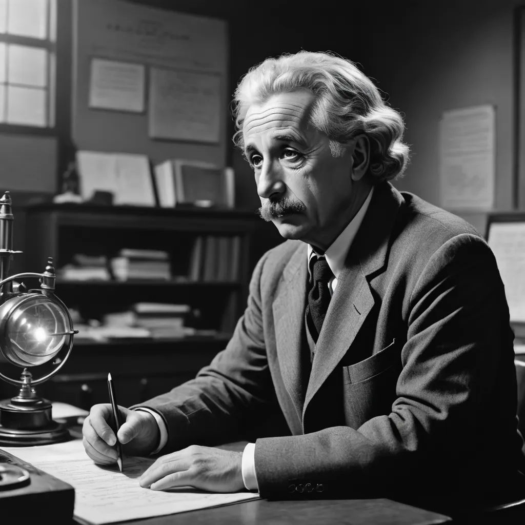 a man sitting at a desk with a pen and paper in front of him and a lamp on the desk, excessivism, a colorized photo, Albert Kotin, photograph