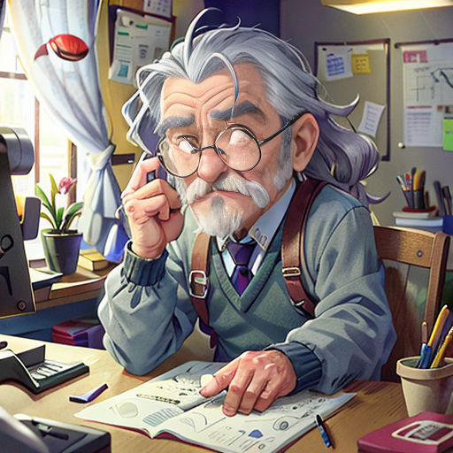 a man sitting at a desk with a book and pen in his hand and a computer on the desk