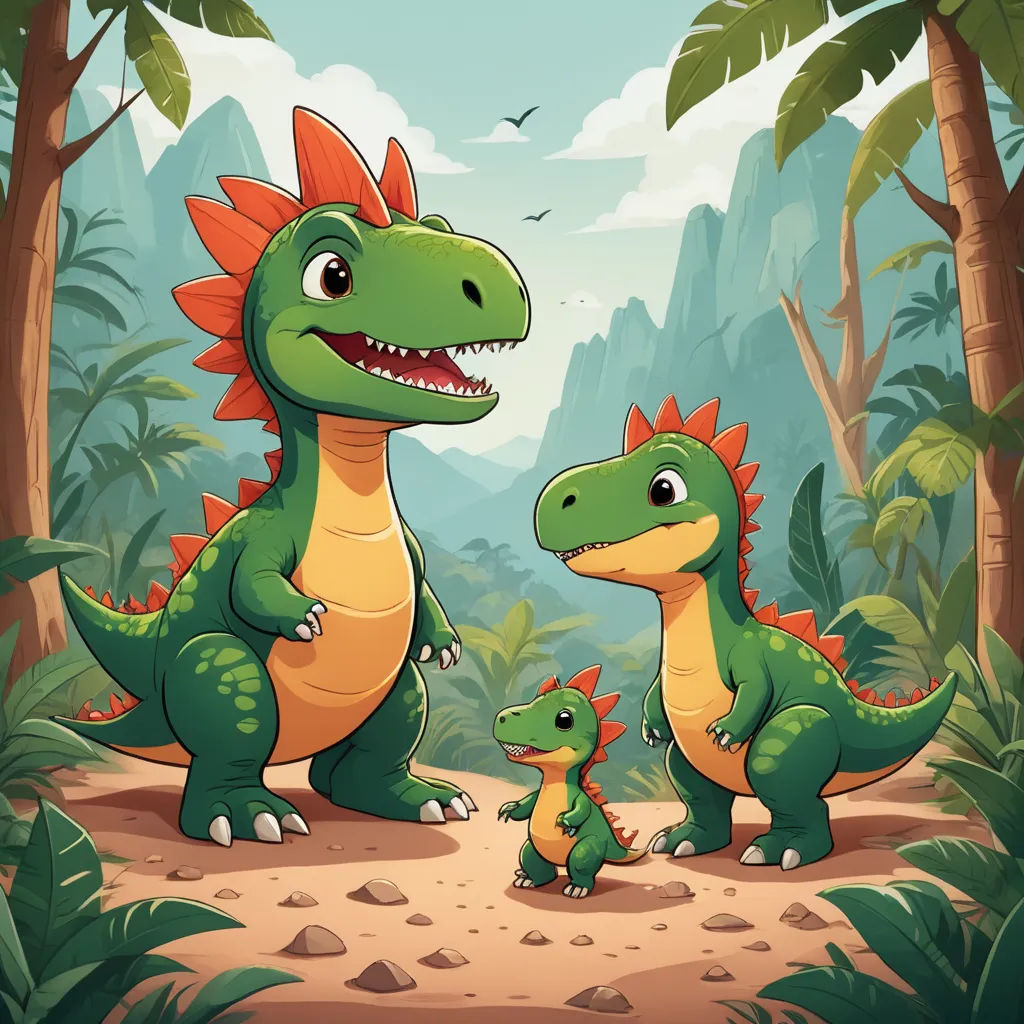 a mother dinosaur and her baby in the jungle illustration by alex krapfer for the children's book, the dinosaur, sots art, a storybook illustration, Adam Rex, game art