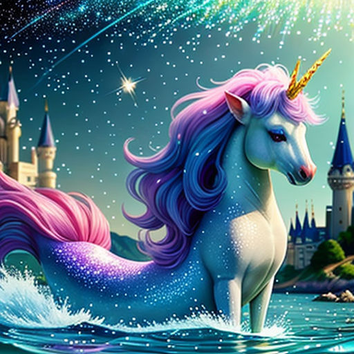 Unicorn art, clouds, joy, setup, mermaids, sky, flying, copy space