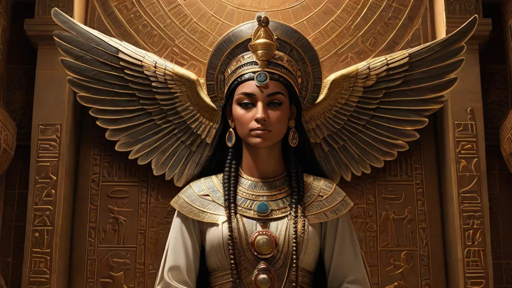 Isis, the goddess of magic, arrived at the council. She was a figure of love and protection, and her wisdom was highly sought after in the council.