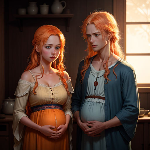 a pregnant woman and a young woman standing next to each other in a kitchen together, with a window behind them