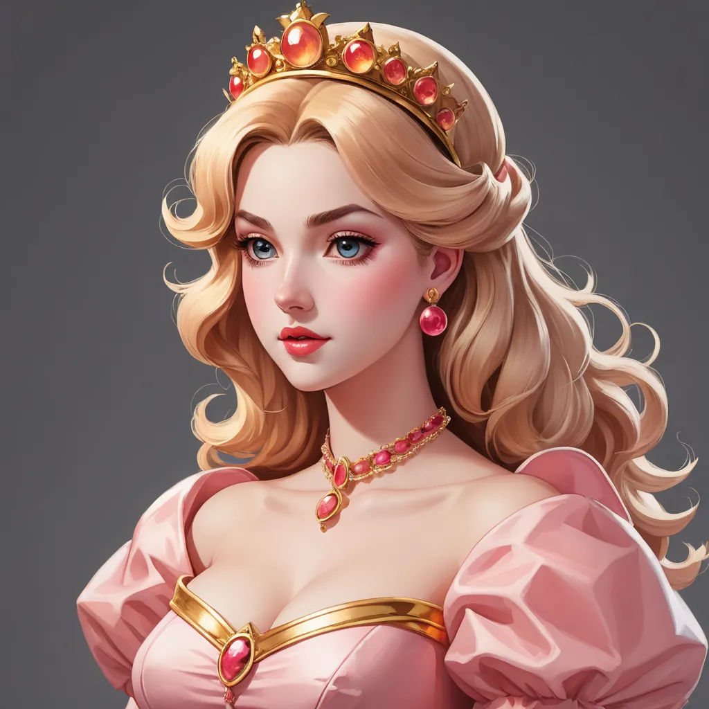 a woman in a pink dress with a tiara on her head and a necklace on her neck and a necklace on her shoulder, fantasy art, a detailed drawing, Artgerm, rossdraws global illumination