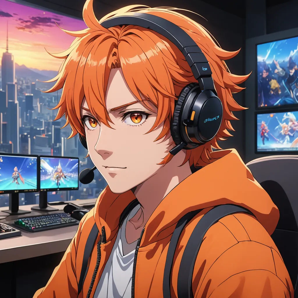 a man with headphones on in front of a computer desk with monitors and a keyboard and monitor screen, sots art, a character portrait, Adam Manyoki, official art