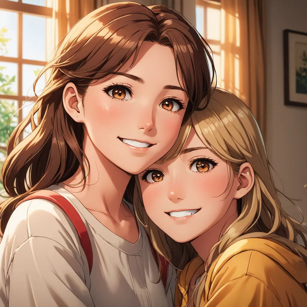 a couple of women standing next to each other in front of a window with a window sill behind them, remodernism, a character portrait, Artgerm, official art