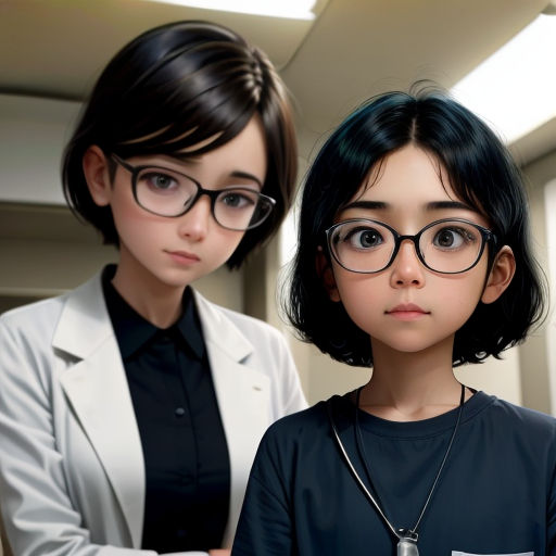 a couple of women standing next to each other in front of a mirror with a light on them and a stethoscope