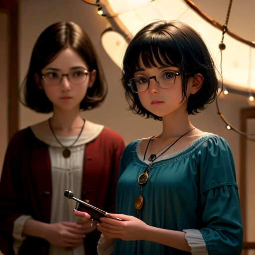 two women standing next to each other holding cell phones in their hands and looking at the camera with a serious look on their faces