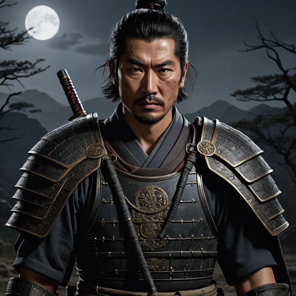 a man in a full armor holding a sword in front of a full moon and trees with a full moon in the background, dau-al-set, a character portrait, Dai Jin, promotional image