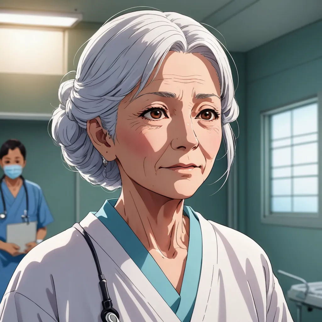 a cartoon of a nurse in a hospital room with a nurse in the background and a man in scrubs, remodernism, a character portrait, Chizuko Yoshida, character portrait