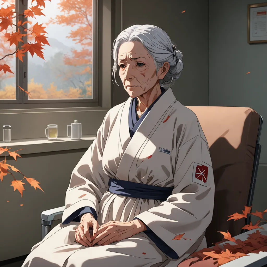 a woman sitting in a chair next to a window with leaves falling on her feet and a cup of coffee, sots art, a character portrait, Aya Goda, official art