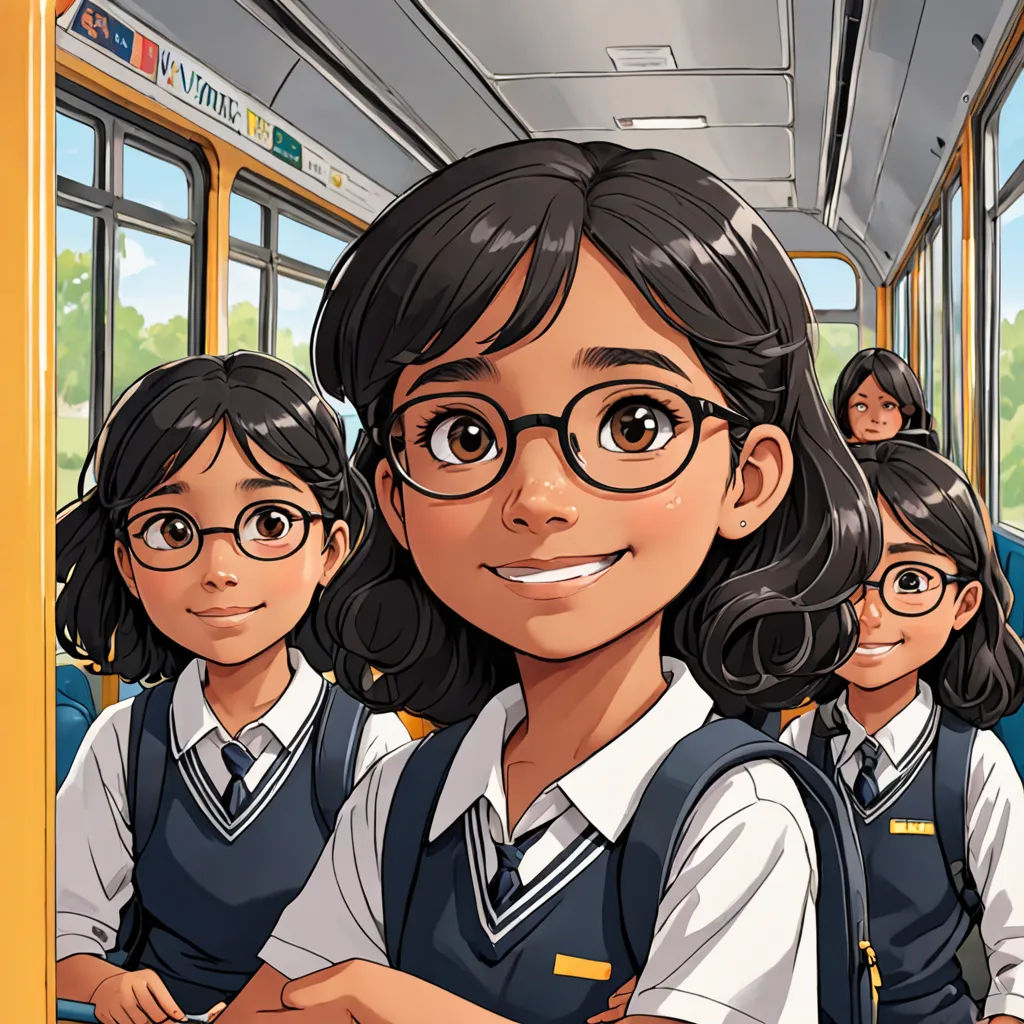 a cartoon of a group of school girls riding a bus together with their arms crossed and looking at the camera, lyco art, a comic book panel, Cliff Childs, comic cover art