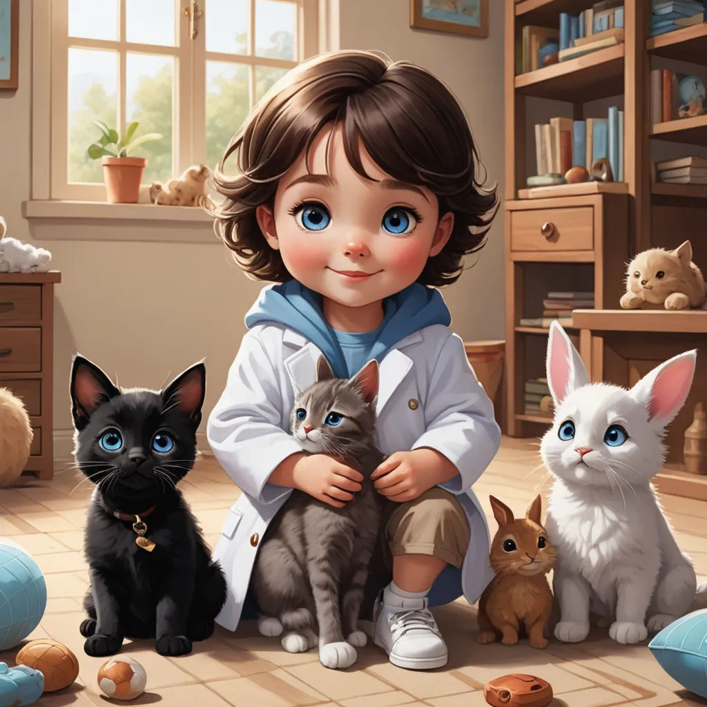 a little girl sitting on the floor with cats and kittens around her and a teddy bear on the floor, furry art, a storybook illustration, Aaron Jasinski, official art