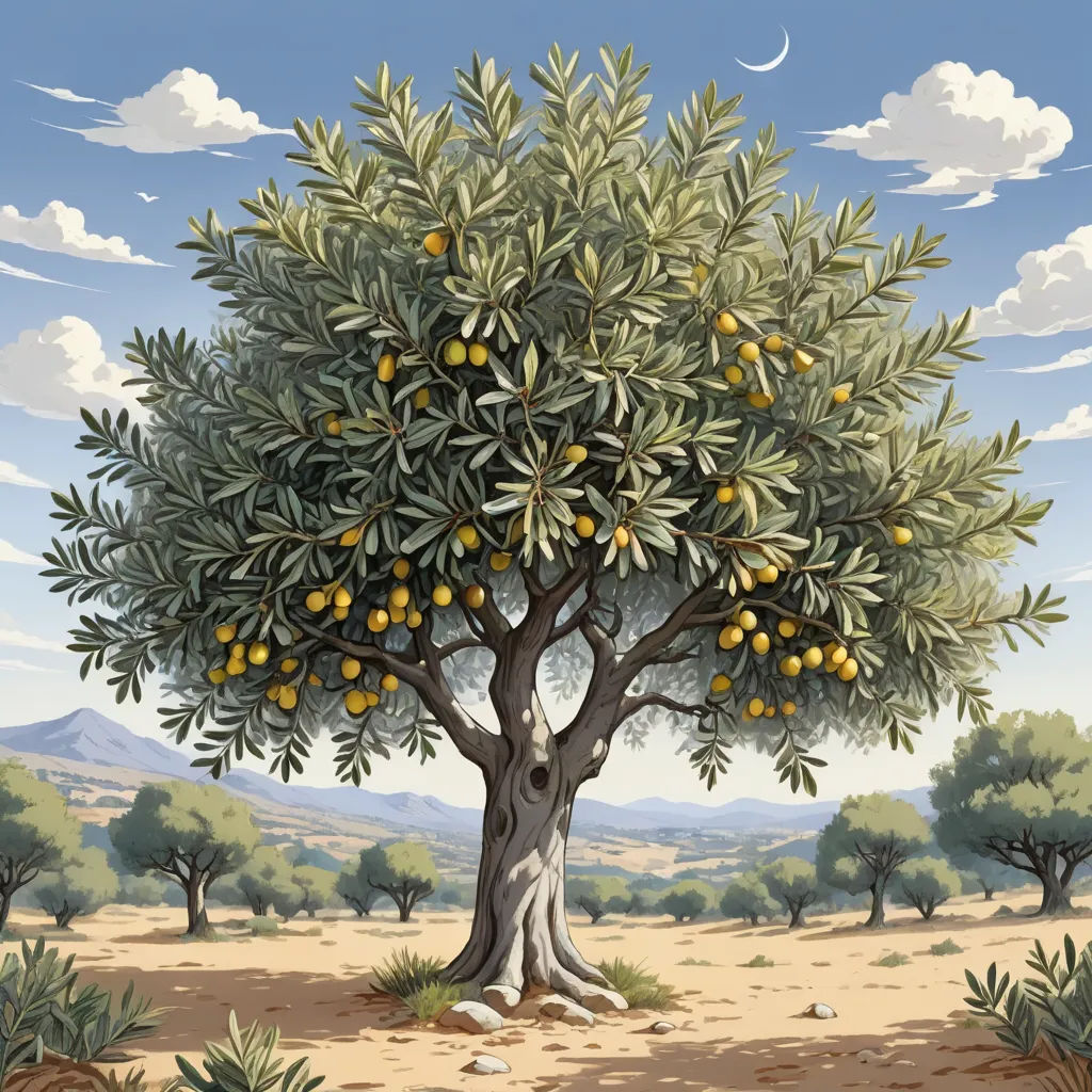 a painting of a tree with oranges on it's branches and a moon in the sky above, naturalism, a detailed drawing, Boetius Adamsz Bolswert, detailed illustration
