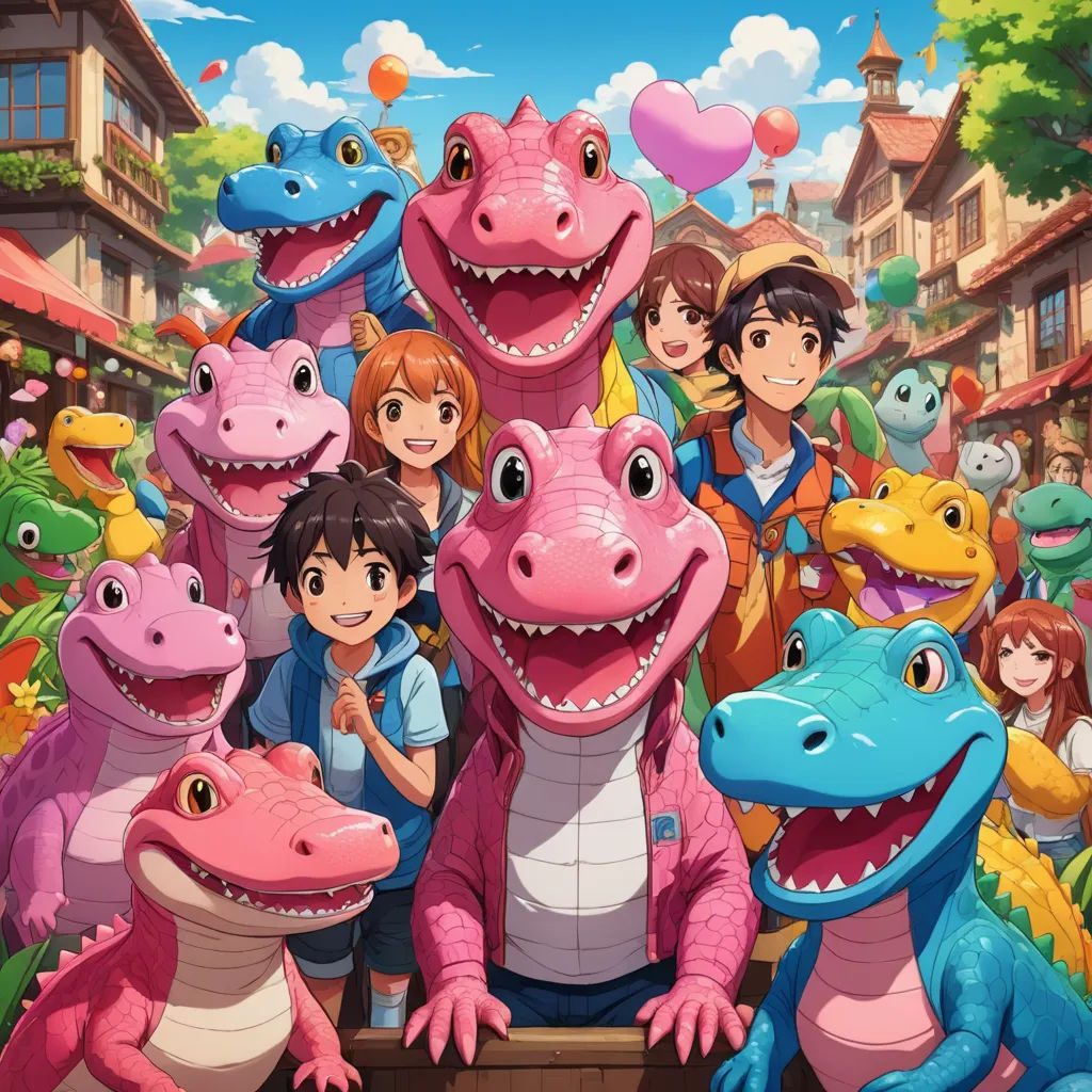 a group of children standing next to a group of dinosaurs in front of a city with buildings and trees, lyco art, concept art, Adam Rex, official art