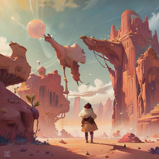 a person standing in a desert with a sky background and a mountain range in the background with a sky filled with clouds