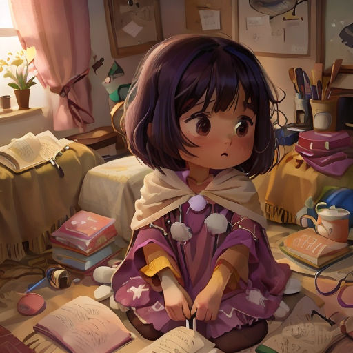 a girl sitting on the floor with a book and a pen in her hand and a book in her other hand