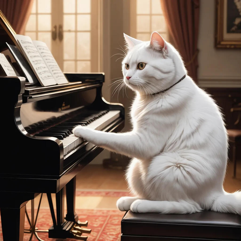 The Melodic Adventures of Whiskers the Piano-playing Cat
