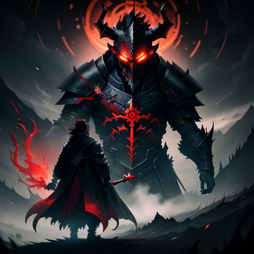 a demonic demon with a sword in his hand and a demon on his back, in a dark landscape, fantasy art, concept art, Anato Finnstark, fantasy artwork