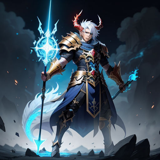 a character from the video game mobile legend, a hero of the game, holding a sword and a glowing flame, rayonism, concept art, Du Jin, epic fantasy character art