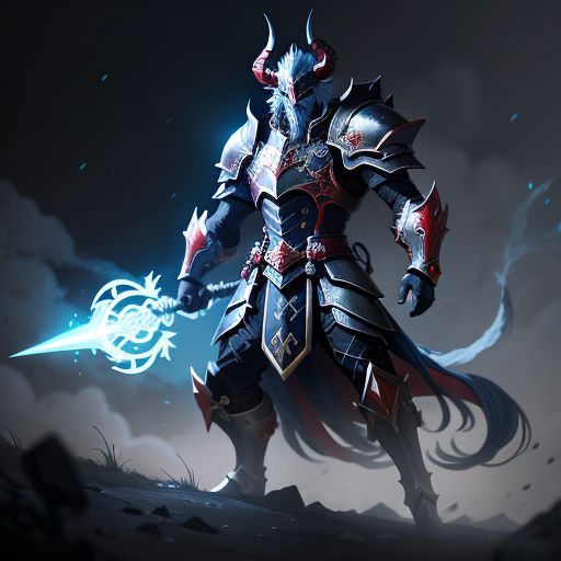 a man in armor with a sword in his hand and a demon on his arm, standing in a dark, cloudy sky, fantasy art, concept art, Daryush Shokof, epic fantasy character art