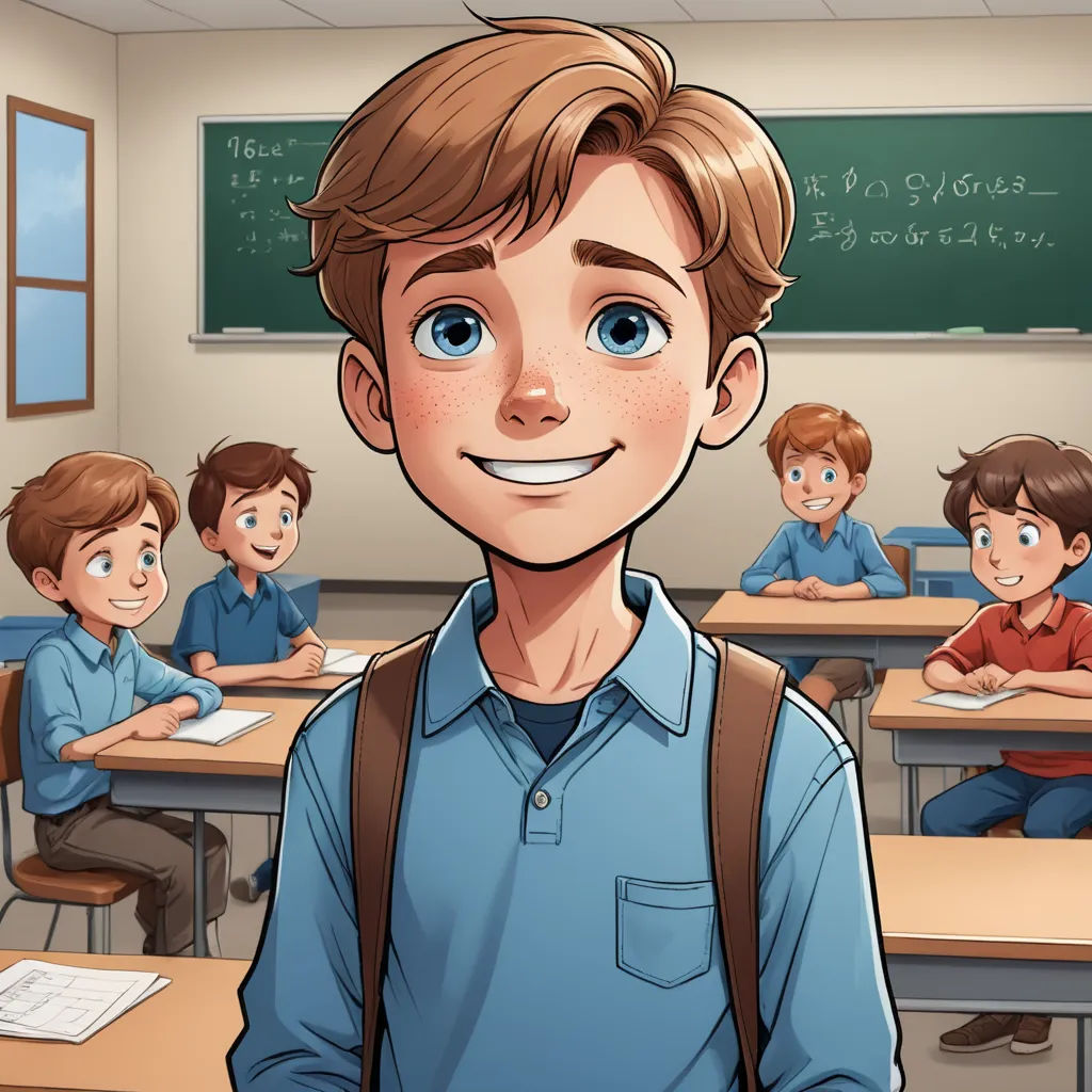 a boy in a classroom with a backpack on his shoulder and a group of other boys behind him in the background, sots art, a character portrait, Cedric Seaut (Keos Masons), official art