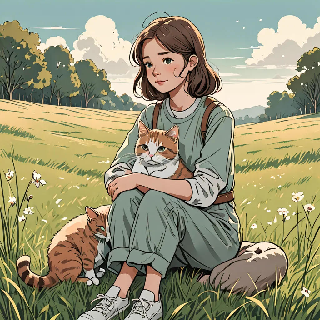 The Girl and Her Feline Friend