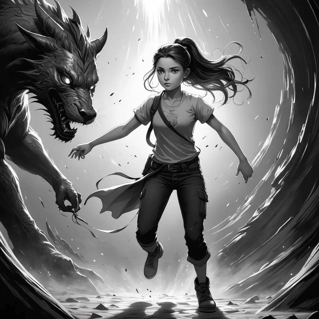 a girl and a dragon are in a tunnel of water and light, with one of the two faces of a woman, fantasy art, a storybook illustration, Cyril Rolando, comic cover art