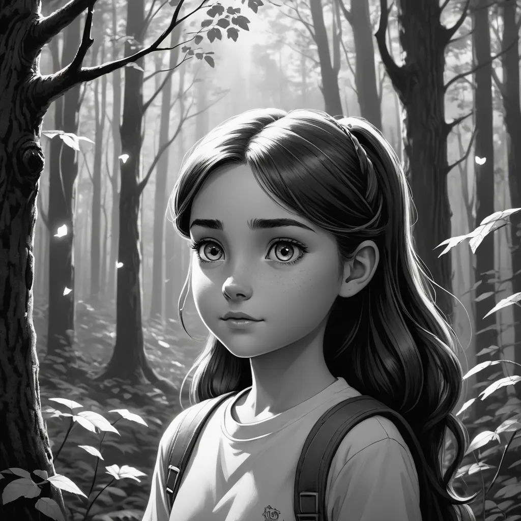 a girl standing in the woods with a backpack on her shoulder and a tree in the background with leaves, sots art, an ultrafine detailed painting, Clarice Beckett, pixar style