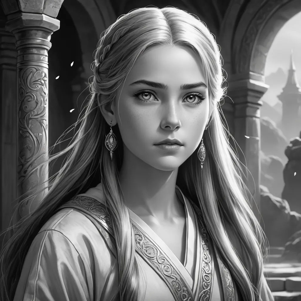 a woman with long hair and a dress in a fantasy setting with a castle in the background and a castle in the background, fantasy art, an ultrafine detailed painting, Charlie Bowater, deviantart artstation