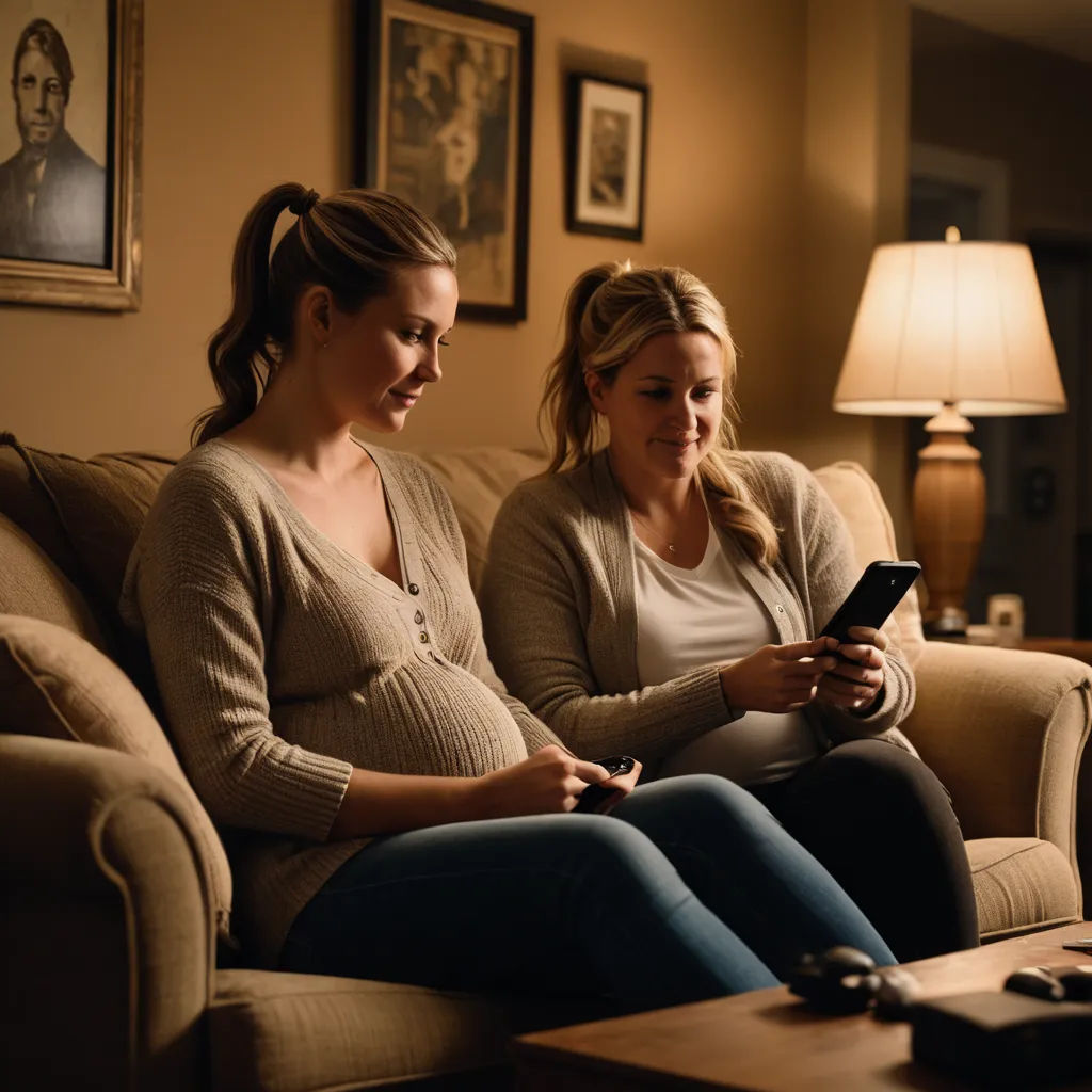 two women sitting on a couch looking at a cell phone together, both of them are looking at a remote control, neogeo, a stock photo, Anne Rigney, promotional image