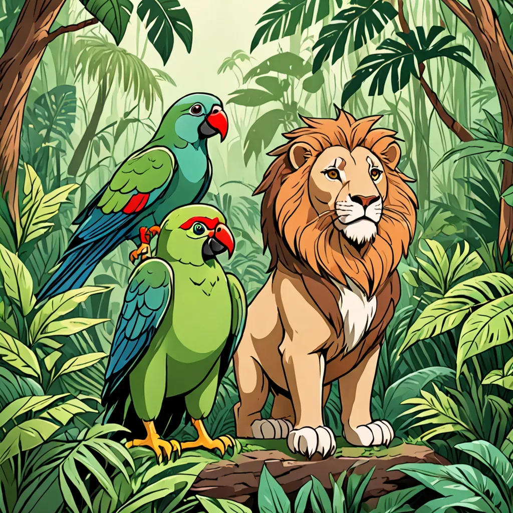 The Lion and the Talking Parrot