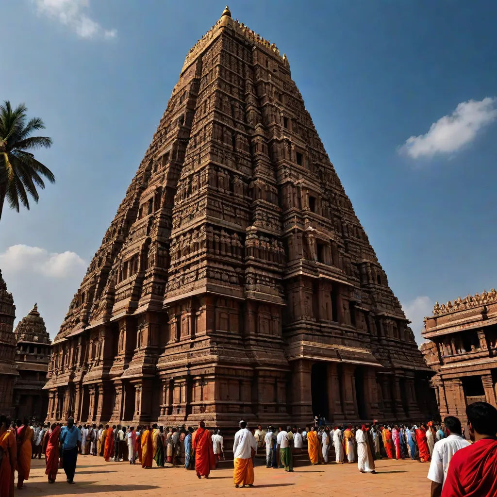 a group of people standing in front of a tall building with a tower on top of it and a palm tree, samikshavad, a detailed matte painting, Bholekar Srihari, ultra wide angle