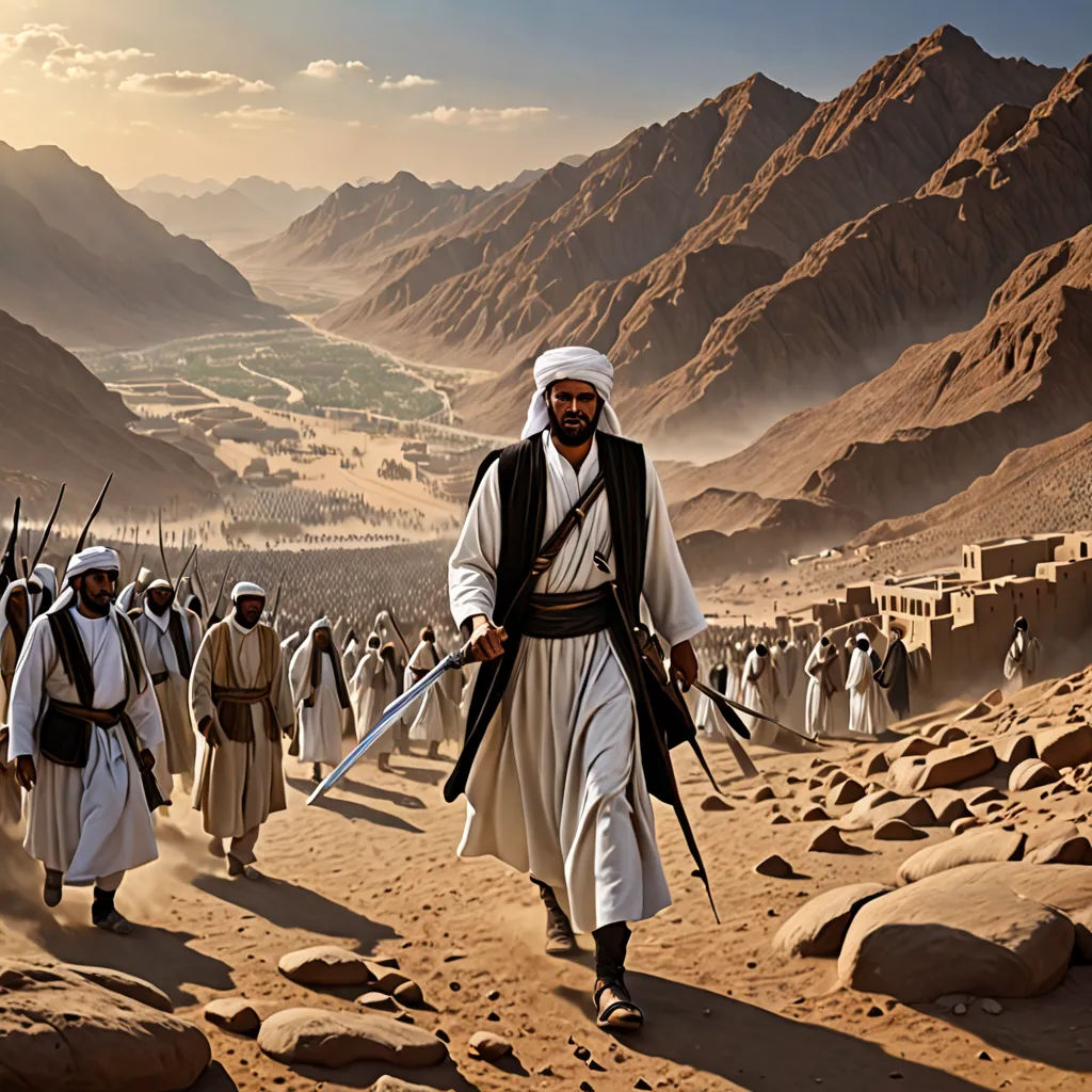 a group of people walking across a desert covered with rocks and sand, with mountains in the background and a sky filled with clouds, dau-al-set, a detailed matte painting, Amir Zand, cinematic photography