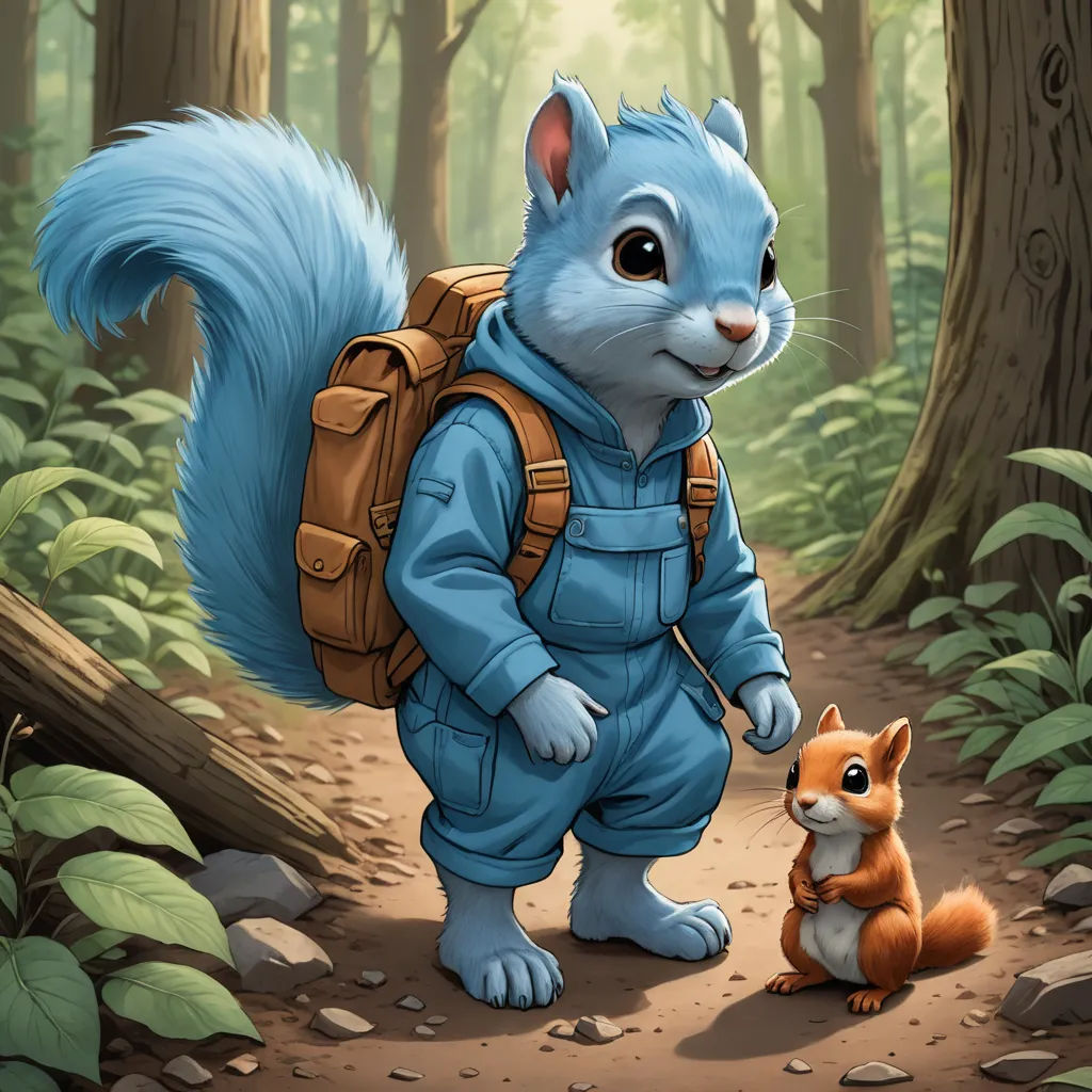 a squirrel and a squirrel in the woods with a backpack on their back, and a squirrel in the foreground, sots art, a storybook illustration, Aaron Jasinski, official art