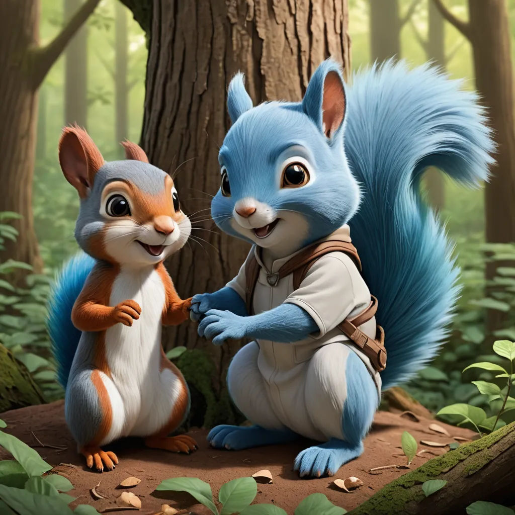 a couple of animals that are standing in the woods together with leaves on the ground and trees in the background, furry art, a digital rendering, Chris LaBrooy, official art