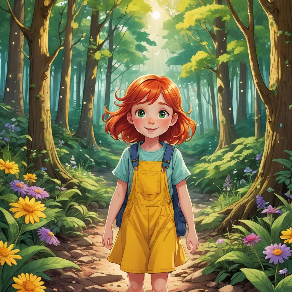 a girl in a yellow dress is walking through a forest with flowers and trees on the ground and a sun shining through the trees, fantasy art, a storybook illustration, Clarice Beckett, official art