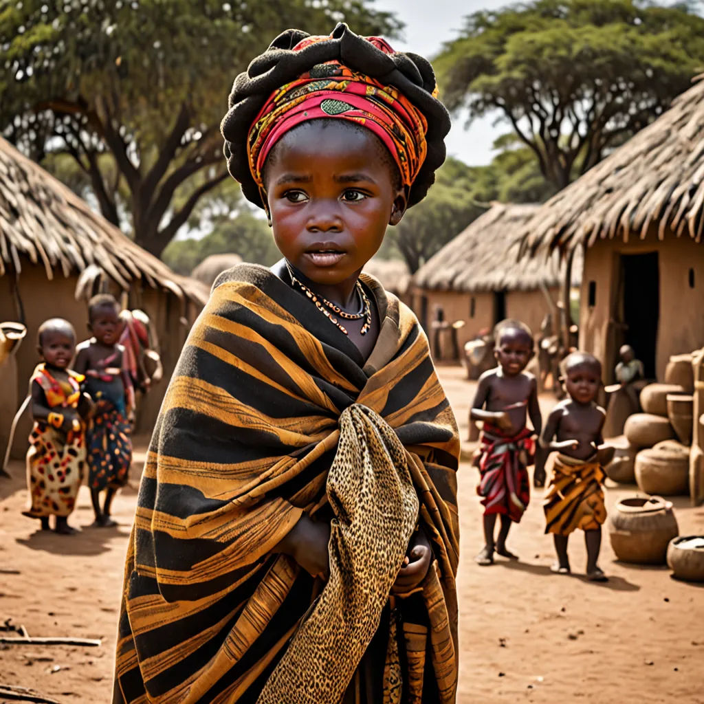 a young girl in a village with her family and children in the background, africa, africa, africa, primitivism, a photo, Chinwe Chukwuogo-Roy, award-winning photograph