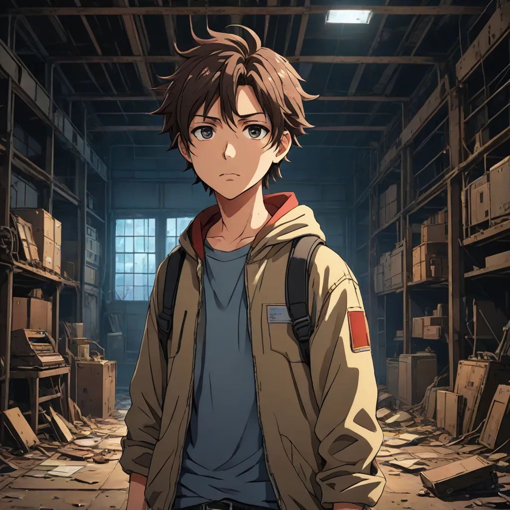 a man standing in a room with a backpack on his shoulder and a backpack on his shoulder, with a building in the background, Armin Hansen, sots art, a character portrait, official art