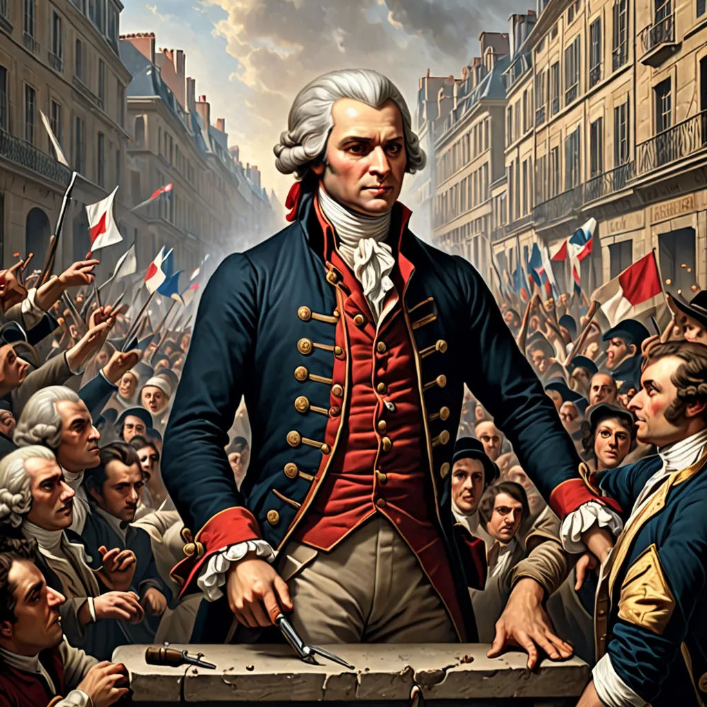 a painting of a man standing in front of a crowd of people with flags in the background of a painting of a man in a red coat, neoism, a colorized photo, Bourgeois, colorized